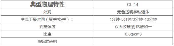CL-14矽膠背膠水（shuǐ）典（diǎn）型物（wù）理特性